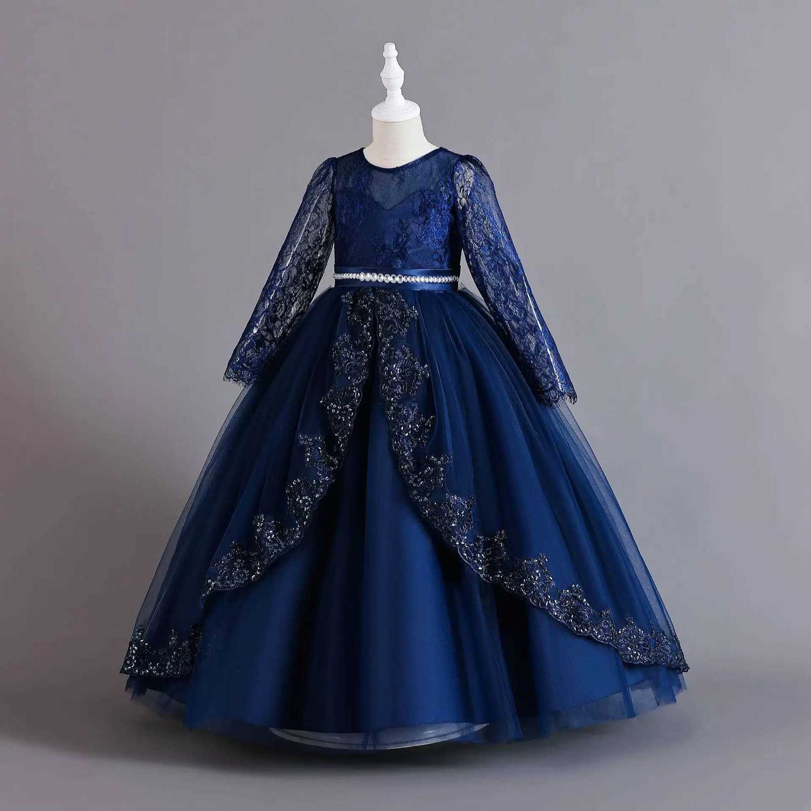 Long Sleeve White Elegant Girl Dresses Vintage Embroidery Birthday Childrens Dress Girl Party Luxury Princess Dress for Girls 3-12Y Z250904