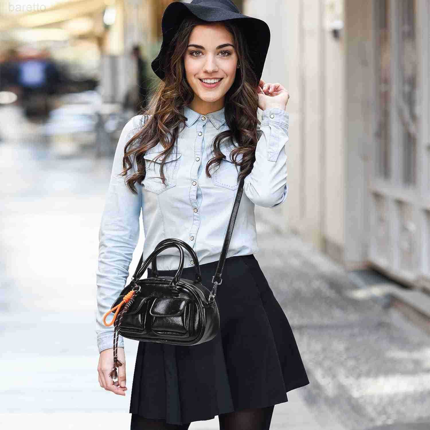 Crossbody Bags for Women Leather Barrel Bags Trendy Ladies Shoulder Bag Top Handle HandBag Satchel Bags for Women M250904