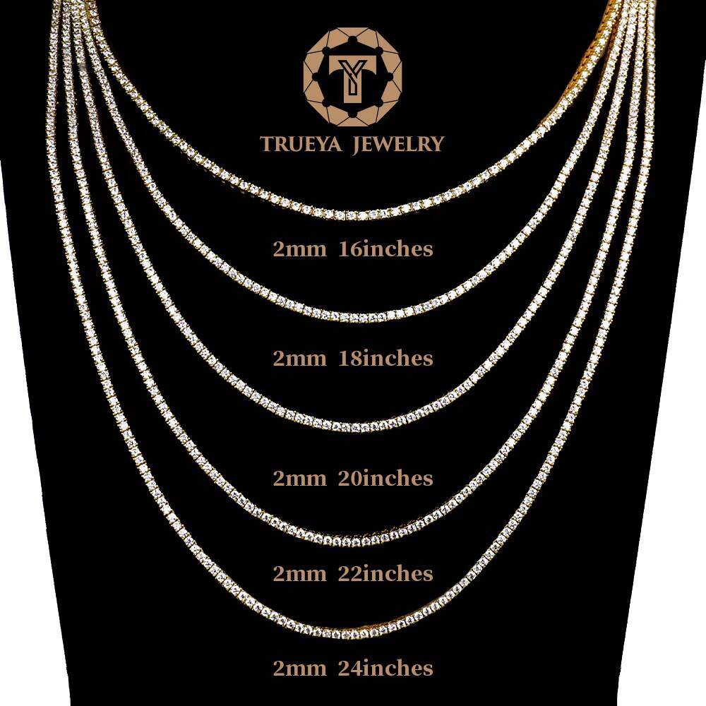 Classic Design 4 Prong Hip Hop Jewelry 925 Sterling Silver Gold Plated Moissanite Diamond Tennis Link Chain