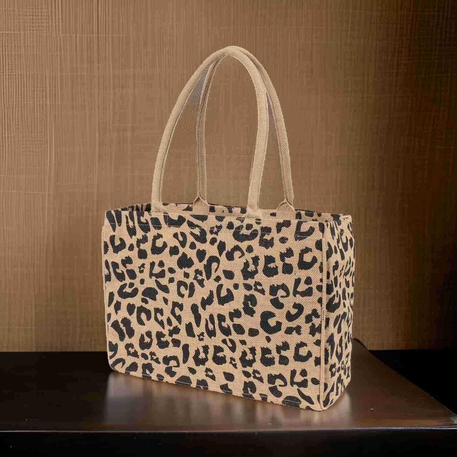 Tote Bag Leopard Print Durable Handle Reinforced Bottom and Interior Zipper PocketW250904