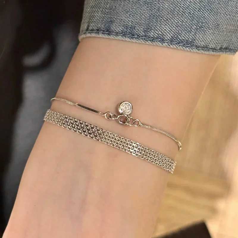 18K Gold Plated Stainless Steel Exquisite Weaving Mesh Bracelets for Women Chunky Trend Link Chain Adjustable Bracelet Jewelry Y250904