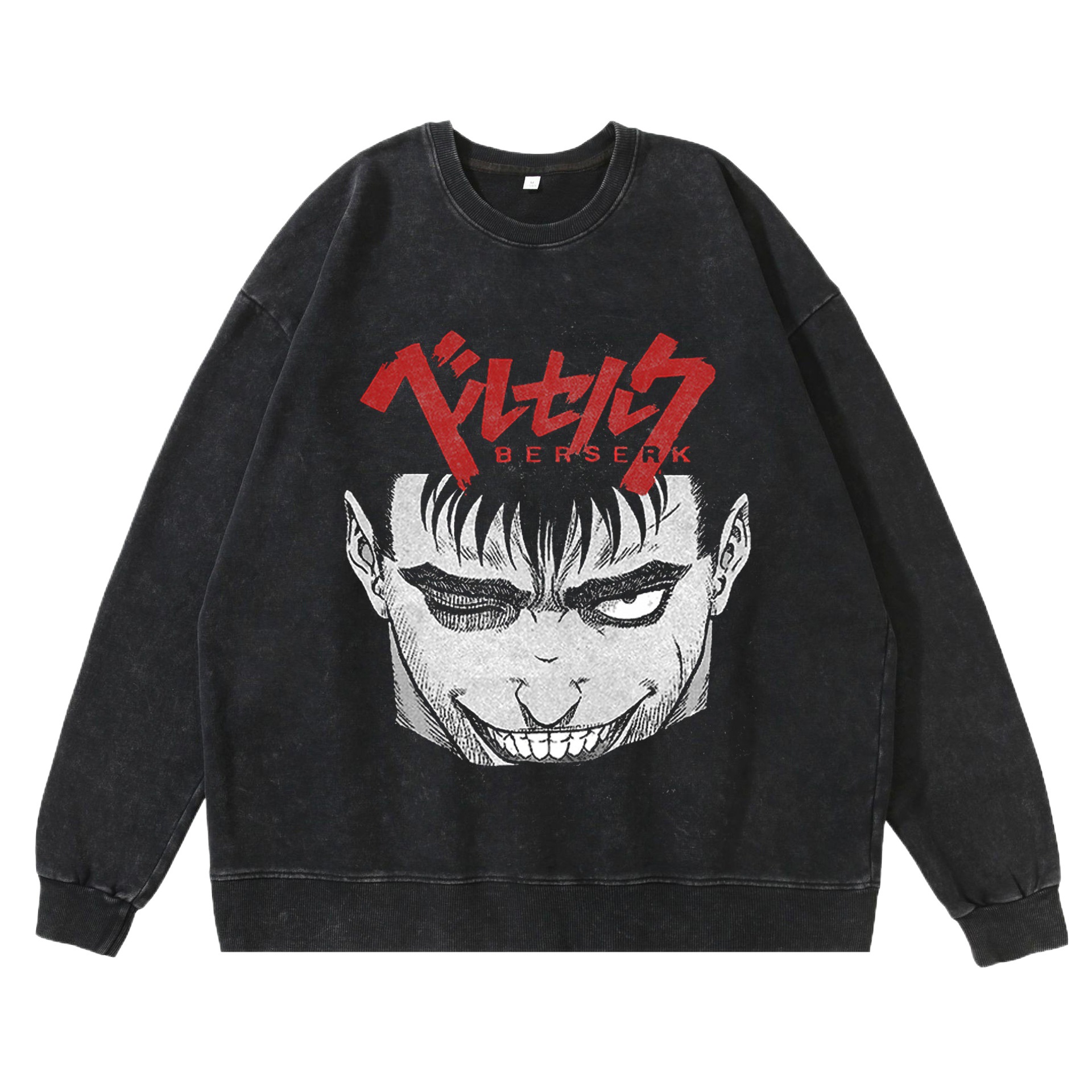 Tough Washed Denim Effect 'Berserk' Design Cotton Pullover Jacket: A Tribute To Classic Manga Art - TT8248