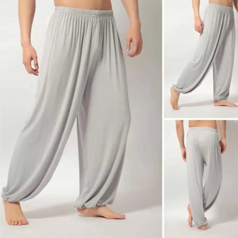 Pure Color Loose Straight Pants Men Sweatpants Modal Casual Spring Long Trousers Men Sports Yoga Pants Trendy Dance ClothingXJ250904