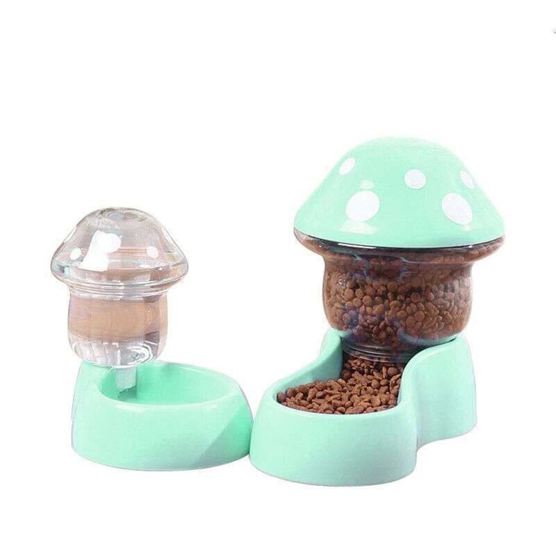 famous brand Guangying Set Feeder Auto Replenishment Large Capacity Mushroom Shape Dog Cat Water Food Container Pet Supplies