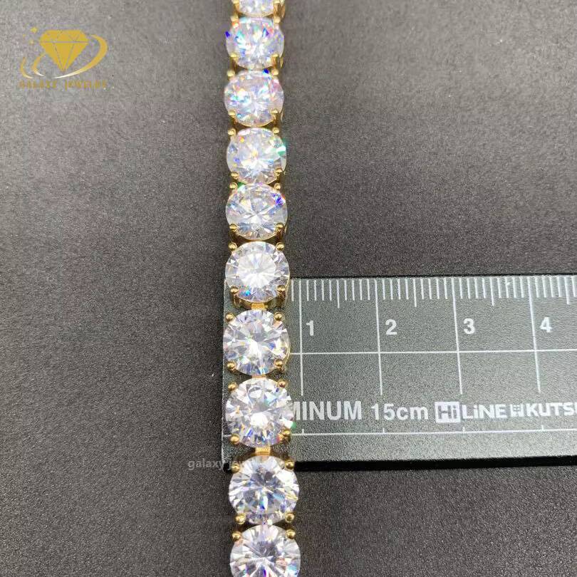 Designer 8mm Vvs Lab Moissanite 925 Silver Diamond Big Iced Out 10k 14k Gold Plated Tennis Chain Set Bracelet Necklace Mens