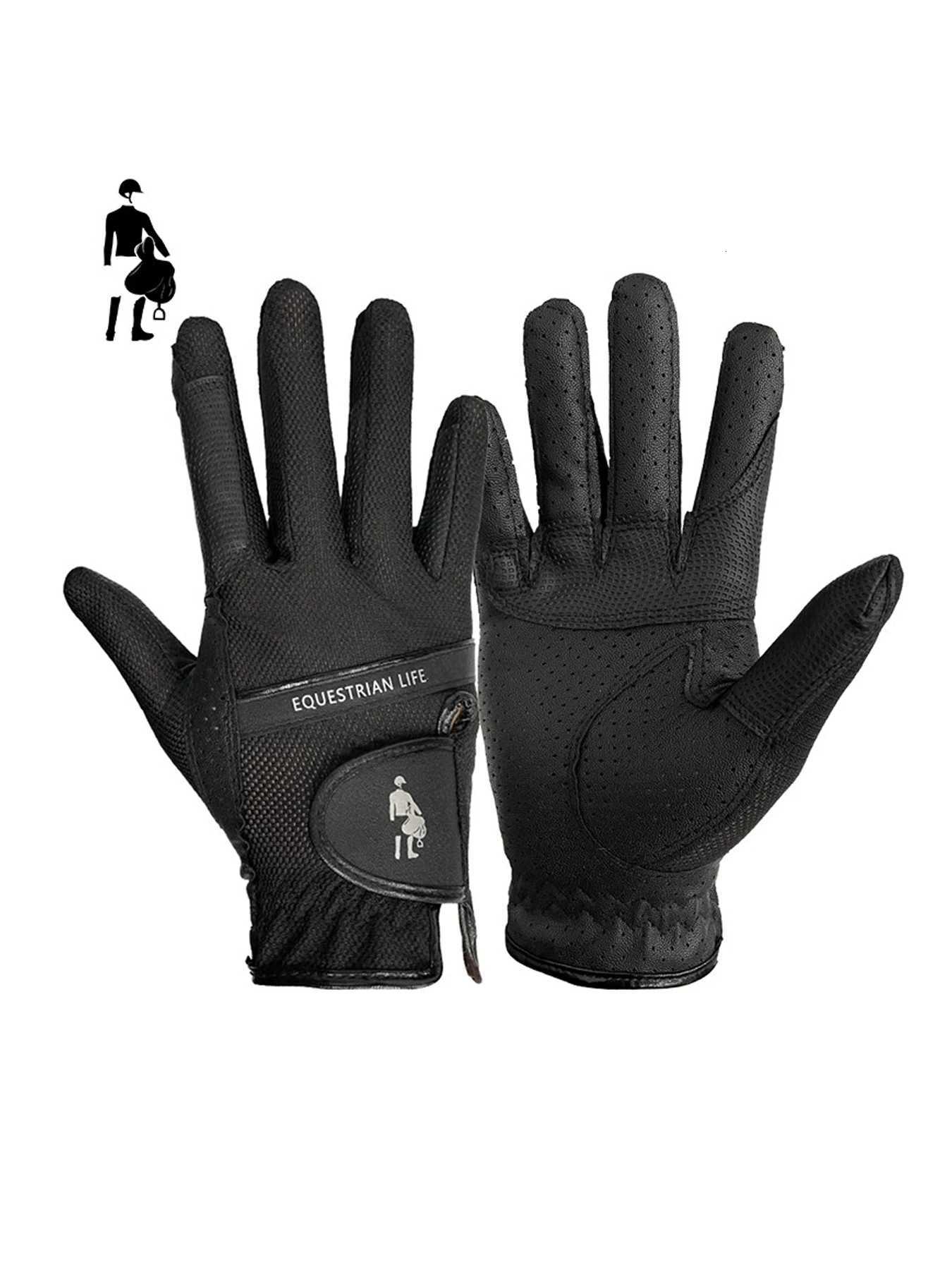 Equestrian Sports Gloves Elastic Mesh Gloves NonSlip Breathab WearResistant Cycling Gloves Rider EquipmentXJ250904