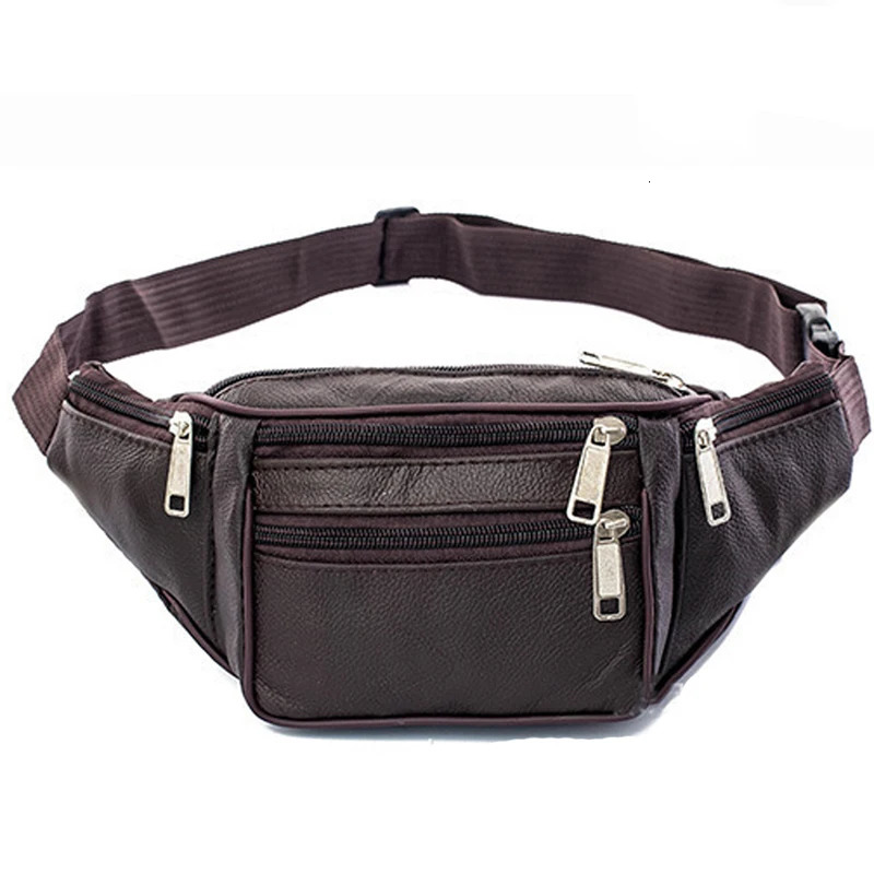 Genuine Leather Waist Bag Men Waist Pack Waist Bag Funny Pack Belt Bag Men Chain Waist Bag for Phone Pouch Mens Fanny Pack 250903