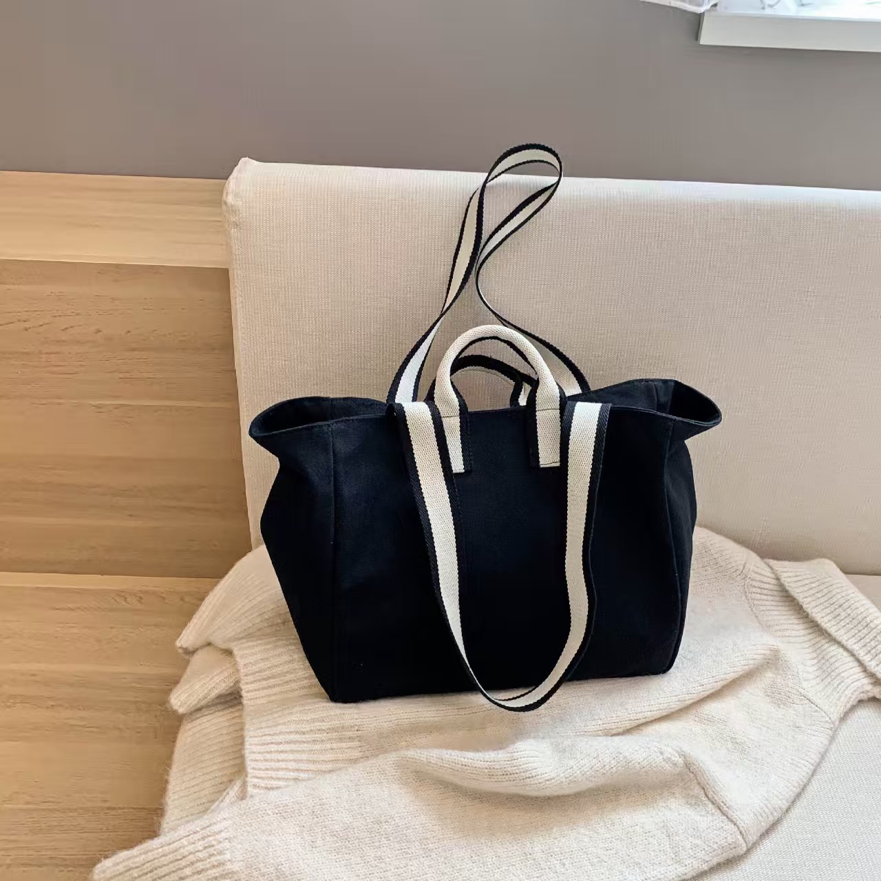 Casual Canvas Women's Single oulder Environmentally Friendly Large Capaci Horizontal Tote Bag for Workluxury bag tote bagShopping storage handbag