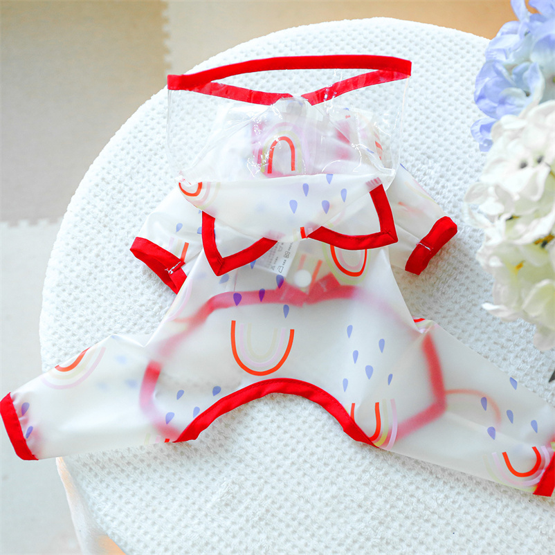 Cute Shape Dog Raincoat Puppy Rain Jacket Full Body with Hat Waterproof Dog Hooded Cloak