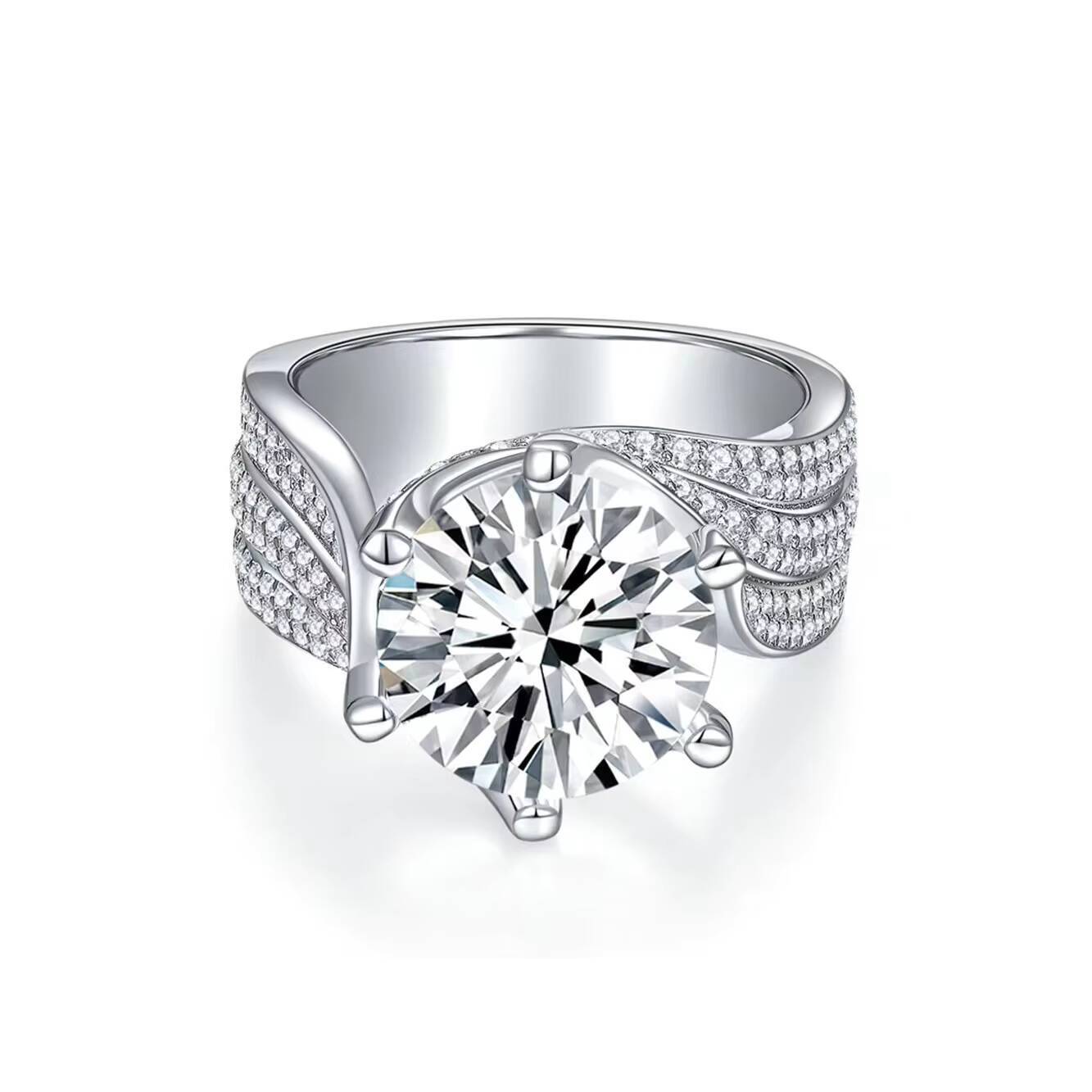 High Quality 3ct 5ct Round Cut D Color Moissanite Ring Jewelry 925 Sterling Silver Ring Engagement Wedding Ring for Women