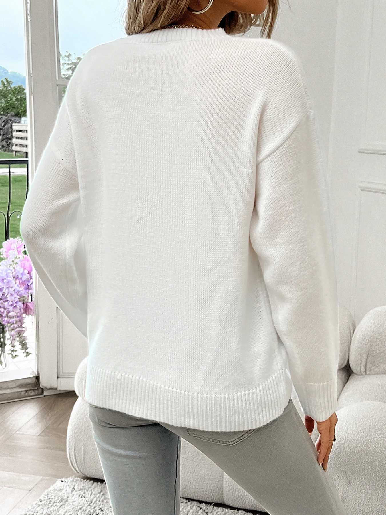 American Flag Crew Neck Long Sleeve Pullover Womens Sweater M250904