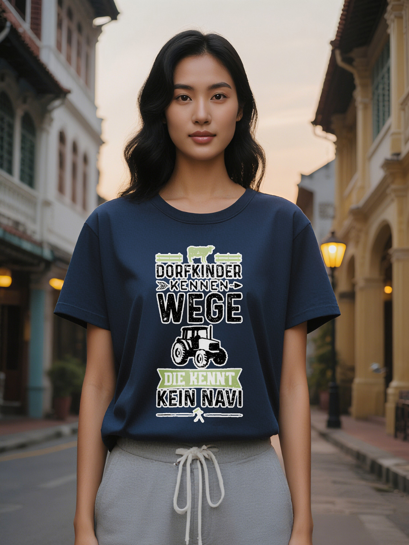 Large XL Lady Casual Short Sleeve T-Shirt with DORFKINDER KENN WEGE Cow Silhouette Graphic Print Black Round Neck Summer Tee Plus Size