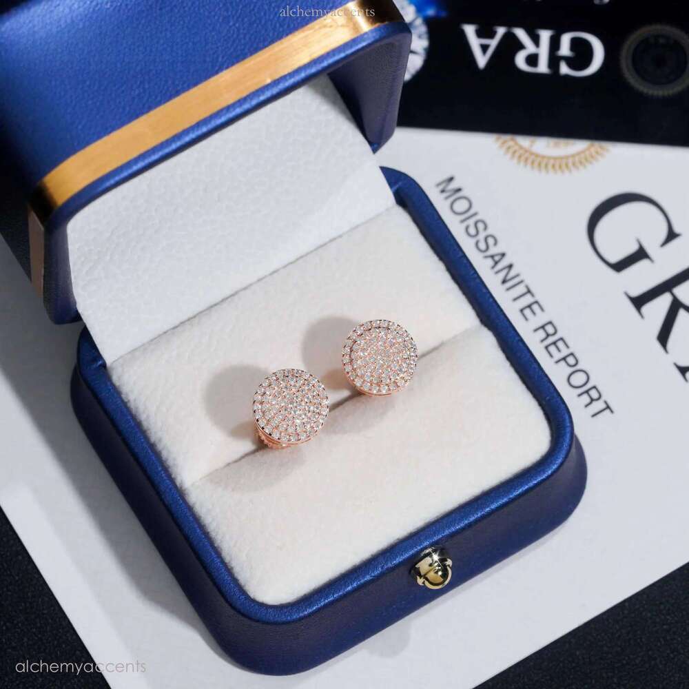 Ready to Ship Pass Dia Tester Hip Hop Sterling Sier Gold Plated VVS Moissanite Stud Earrings Rapper Jewelry