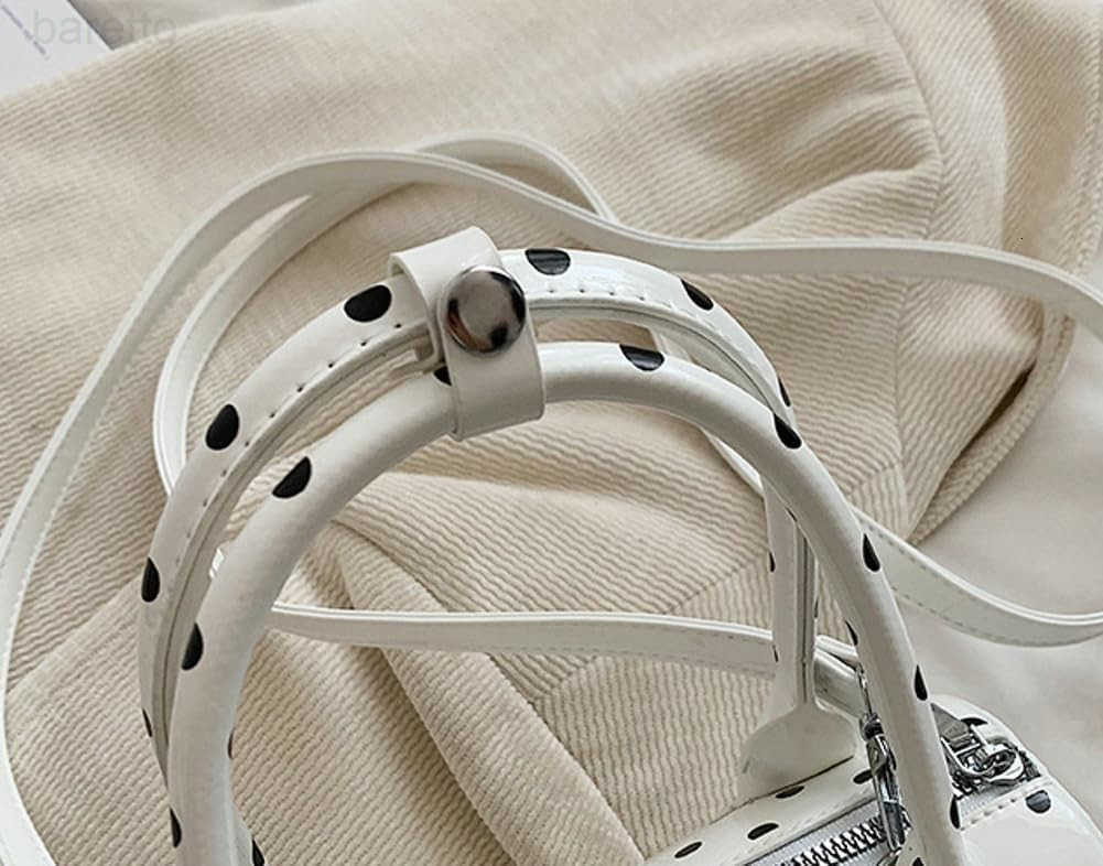 Polka Dot Crossbody Bags for Women Round Boston Bag Glossy Purses for Women Satchel Handbag Cute Mini Bucket Bag 2025 Trendy M250904