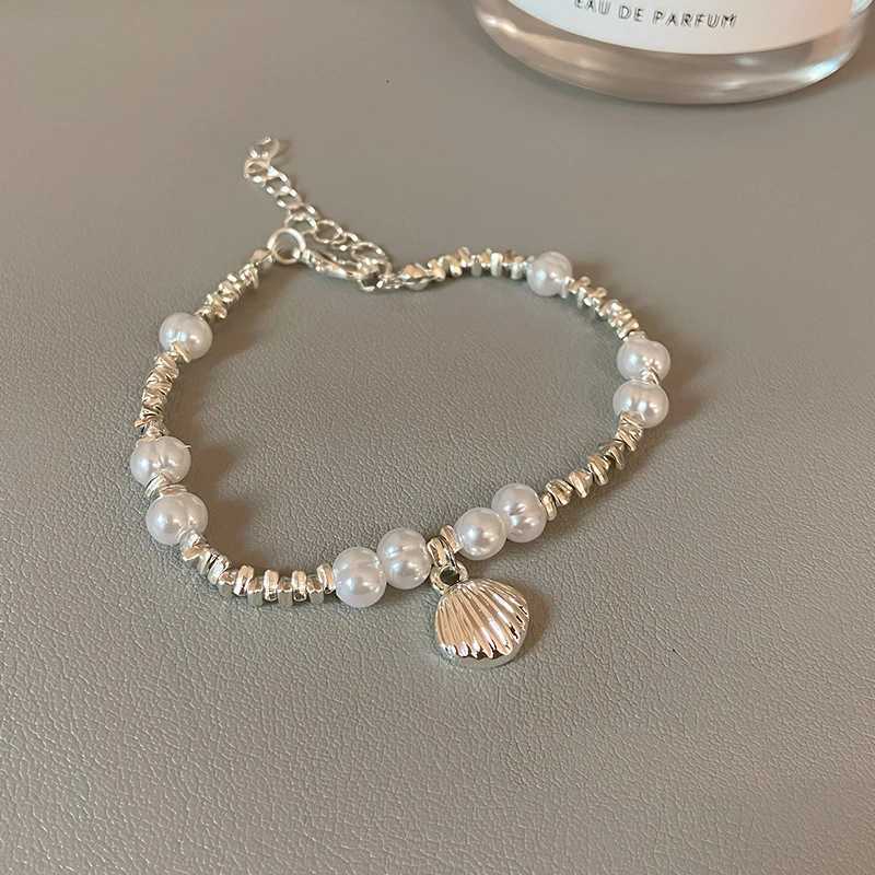 Rantic Shell Pearl Bracelet for Women Irregular Broken Silver Color Beads Simple Design Bracelet Trend Jewelry Birthday Gifts Y250904