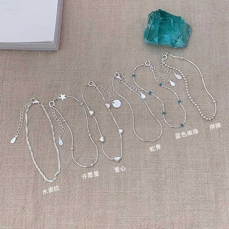 New 925 Sterling Silver Bracelet Simple Haert Bead Woman Bracelets Korean Ins Jewelry Exquisite Birtay Party Jewelry GiftXJ250904