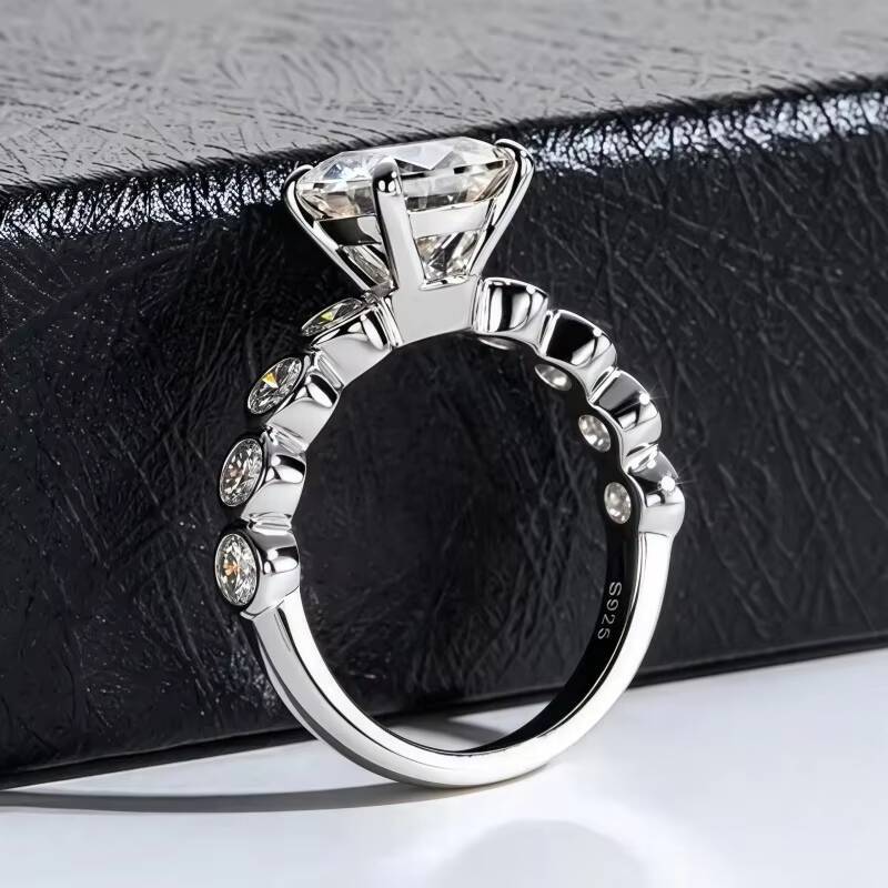 Trendy Engagement 3Carat Moissanite Wedding Anniversary Party Ring in Gold Plated Elegant Moissanite Ring