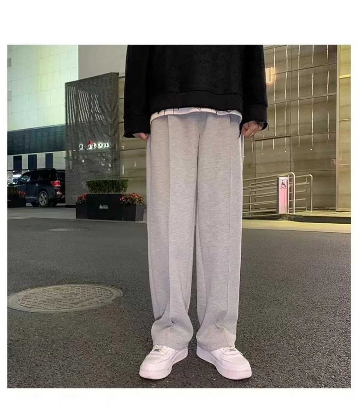 Mens Loosefit Straightleg Casual Pants Drawstring Summer Lightweight Wideleg Sweatpants for Men Comfortable Long PantsXJ250904