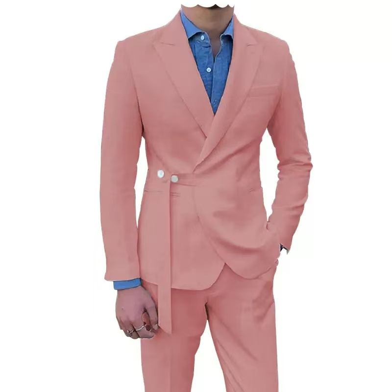 T1636 Men's Suit Vest Metal Buckle Suede Vest Business Slim Fit Spot Vest