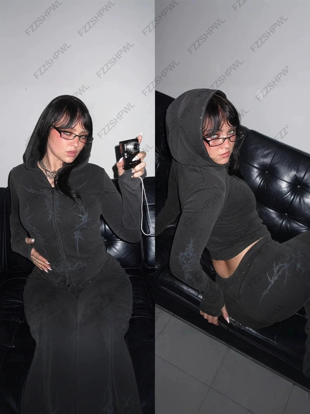 Y2k vintage waste folk dancing with cap coat do old American spice cultivate ones morality pants a set of high street emo 250904