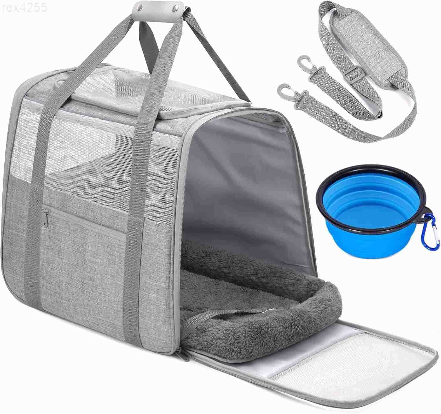 Large Cat Carrier SoftSided AirlineApproved Pet Carrier Bag with Top Opening Portable Travel Carrier for Big Cats Dogs Up to 20lbs Safety Zippers Coll