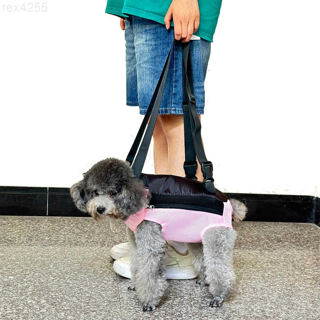 Pet Dog Carrier Backpack Portable Breathable Mesh Chest Carrier Polyester Woven Double Shoulder Pet Bag for Outdoor Adventures Black SmallW250904