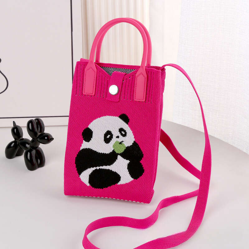 Unisex Crossbody/Shoulder Bag - Panda Grandpa Style, Small Cylinder Bag with Chain, Multiple Prints, Magnetic Closure, Ready to Ship