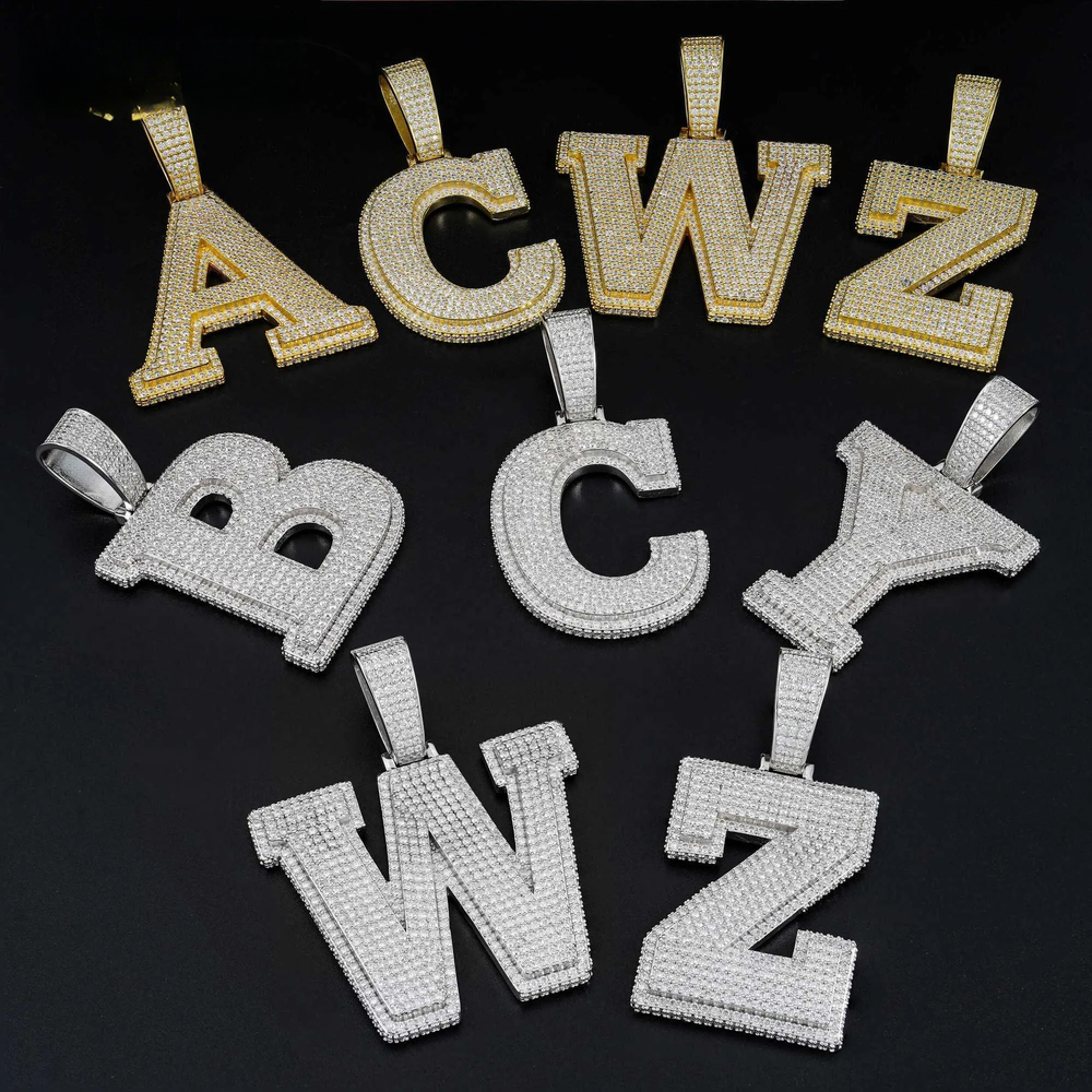 High Quality Bg Sier Fully Iced Out Custom Letter D Moissanite Hip Hop Pendant For Men
