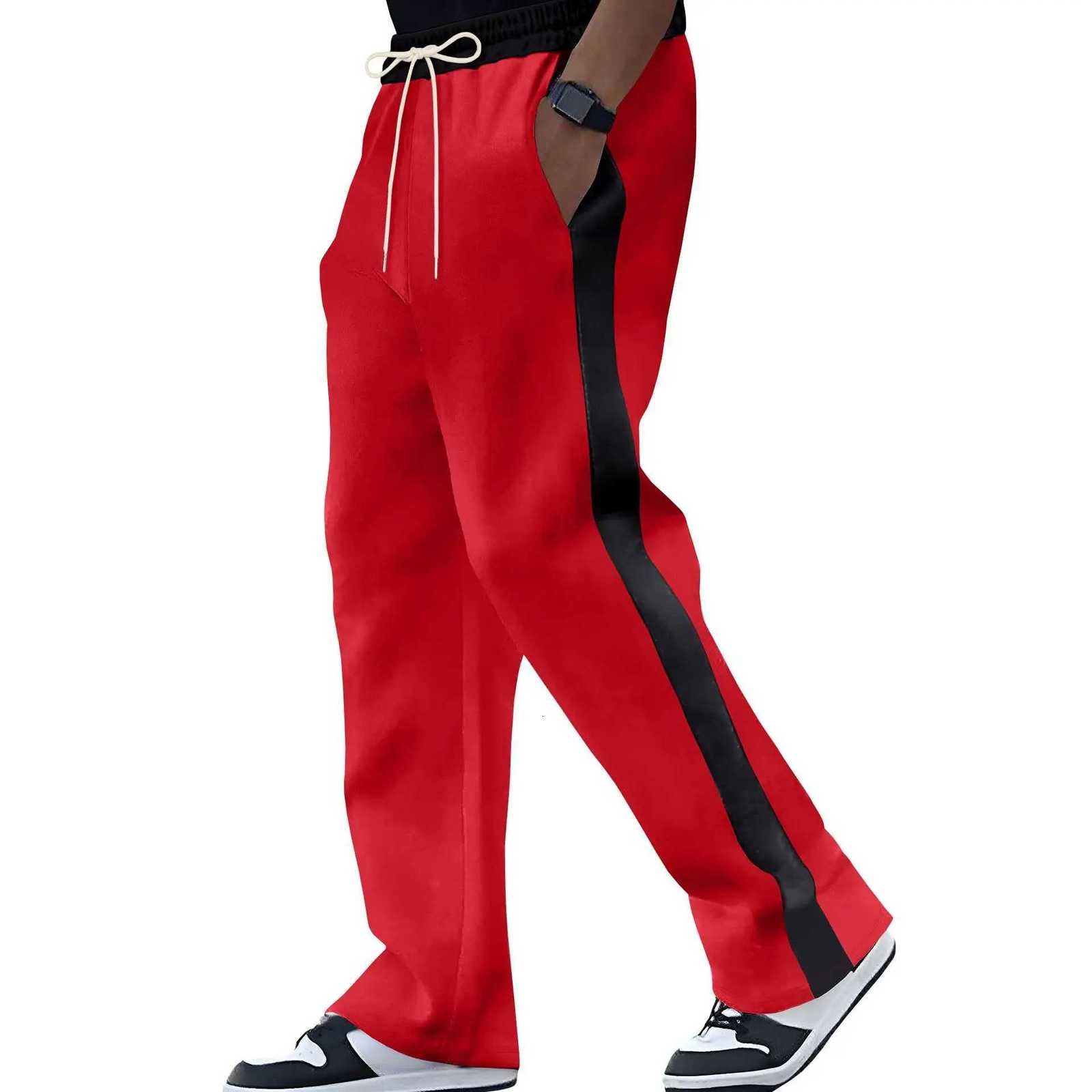 Spring and Autumn of 2025 mens casual pants will be a major release loose colorblocking and sporty straightleg sweatpantsXJ250904