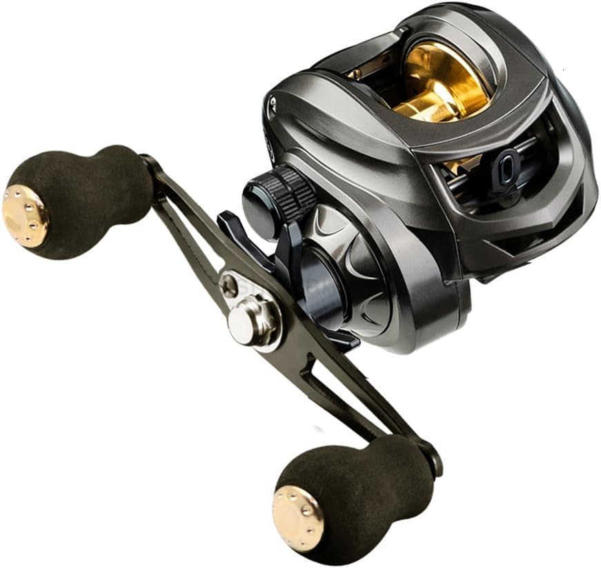 Baitcasting Fishing Reel Lightweight Aluminum Spool Fishing Reel 176Lbs Drag Magnetic Braking System 721 HighSpeed Gear Ratio Saltwater Freshwat W2509