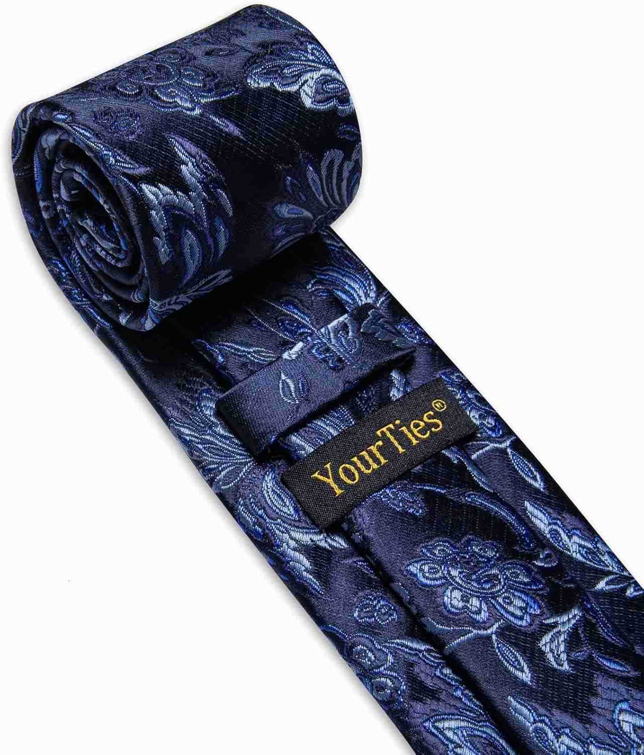 Tie Sets Floral Necktie Handkerchief Cufflinks Set Silk Woven Ties Business Wedding PartyW250904