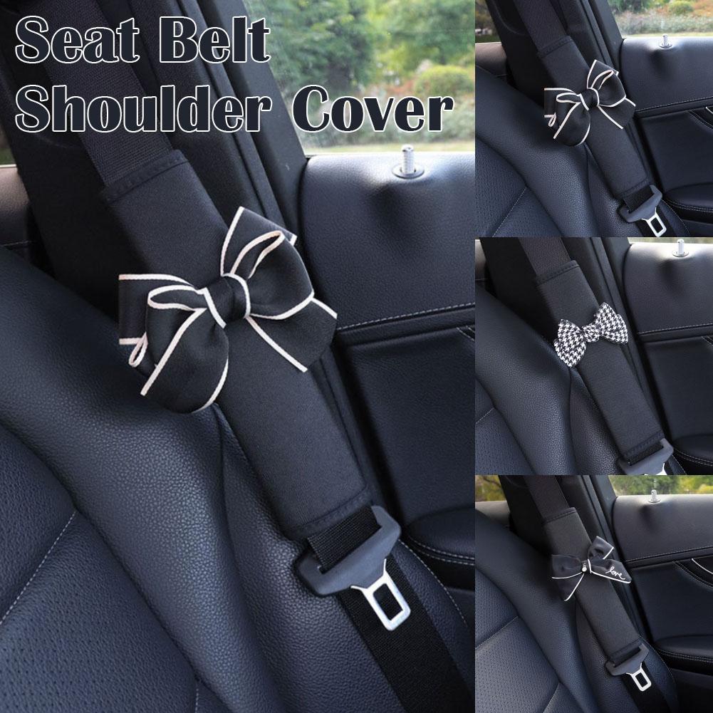Luxury Designer Leather Car Seat Belt Shoulder Cover Cute Goddess Car Interior Decoration Seat Belt Protective Cover Four Seasons Universal Extension