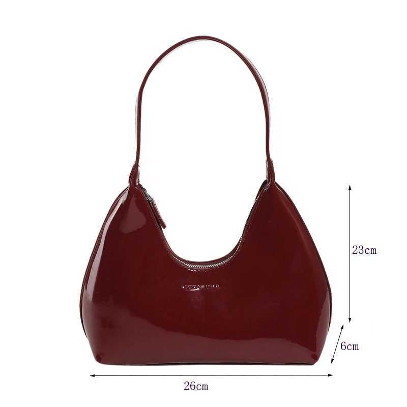 Fashion Womens Shoulder Bag High Quality Patent Leather Tote Bag Waterproof Armpit Bag Solid Color Womens Handbag Z250903