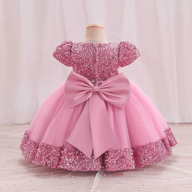 0-6 Years Old Baby Flower Sequin Dress for Girls Sequin Bow Princess Dress Carnival Birthday Performance Costume Z250904