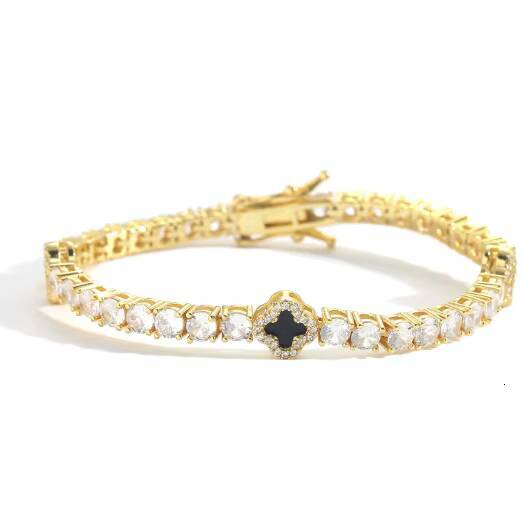 Fashion ladies 4mm 925 silver moissanite cool four-leaf clover lucky four-leaf clover moissanite tennis bracelet,'s Day gift