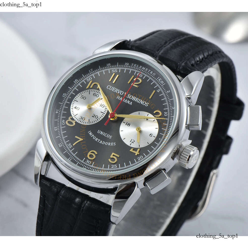 2025 CUERVO Y SOBRINOS Men's Watch Multifunctional Luxury Chronograph Fashion Classic Leather Strap Waterproof Quartz Sports Watch Relogio Masc 3f1