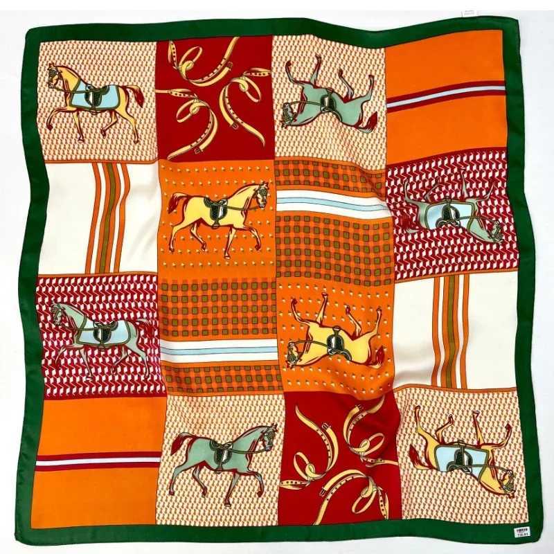 Designer Fashion Scarves for Wen Shawl Horse Print Silk Satin Hijab Scarf Fa 7070cm Luxury Brand Square Shawls Scarfs For Ladies G250904