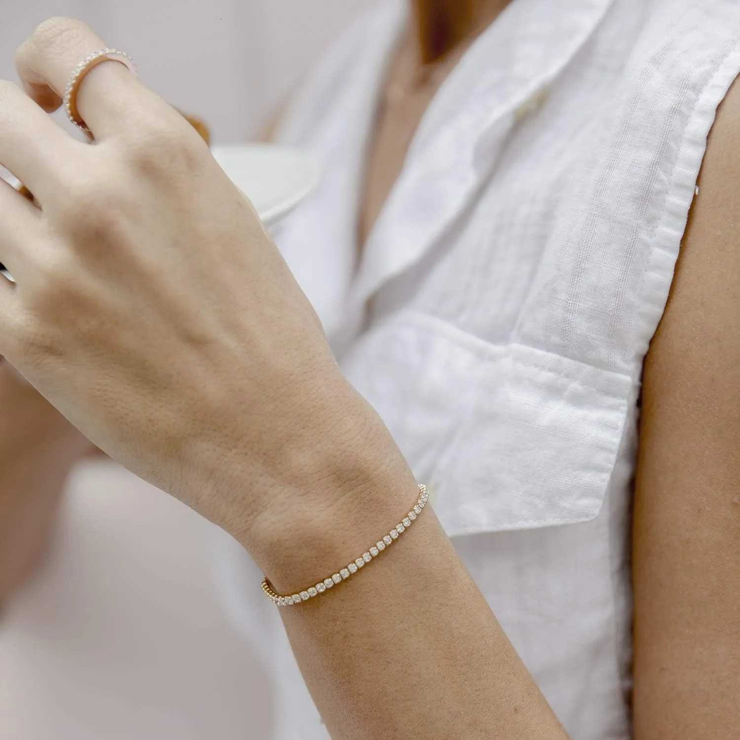 14K Gold Plated Cubic Zirconia Classic Tennis Bracelet for Women Adjustable Slider Gift For Women Tren Bracelet for WomenXJ250904