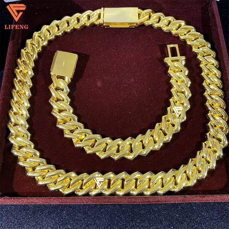 18mm 3Row Gold Plated 925 Silver Cuban Link Chain Iced Out VVS Moissanite Diamond Necklace Charm Clasp Jewelry Making Accessory