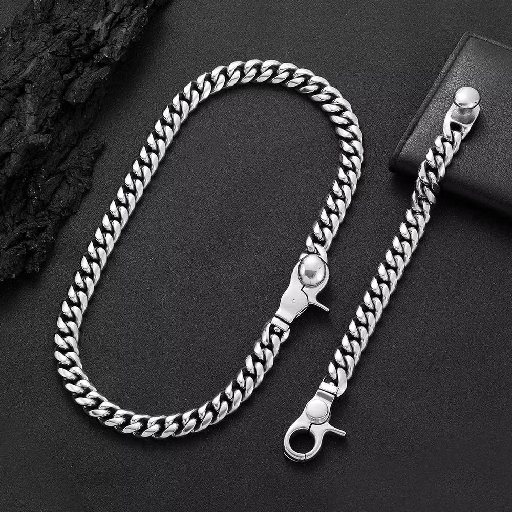 NUOYA Personalized Clasp Cuban Link Chain Hip Hop Style High Polish Custom Length Stainless Steel Necklace for Men Gift Jewelry