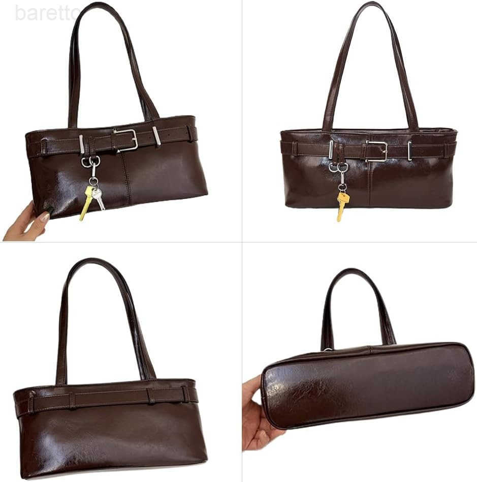 Shoulder Bag for Women Y2K Underarm Purse with Belt Buckle Small Satchel Tote Handbag M250904