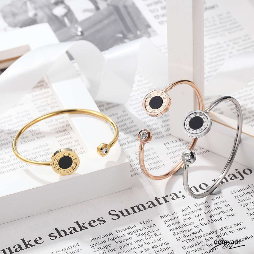 Collections Hot Selling Roman Numerals Ddmyday Inlaid Agate Shell Rotatable Stainless Bracelet For Women Rose Gold Titanium Steel Bangle Ddmyday