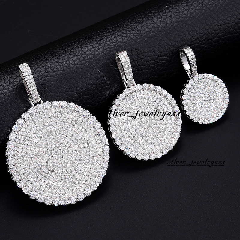 Fine Hip Hop Jewelry 203040mm Silver Pass Diamond Tester VVS Moissanite Iced Out Disc Coin Tag Pendant Necklace for Men Women