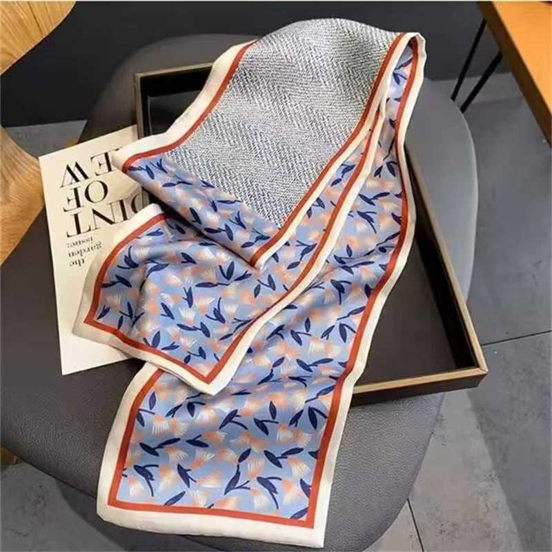 Luxury Design Ribbon Silk Scarf 14150cm band Neckerchi Foard Wen Hair Scarfs Neck Tie Lady Skinny Scarves Soft Satin G250904