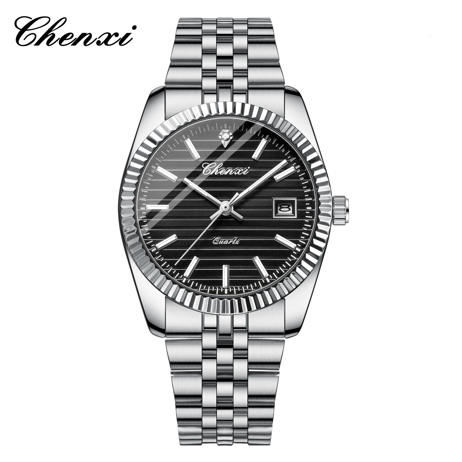 CHENXI 004D Mens Quartz Watches Stainless Steel Watch Waterproof Luminous Date Wristwatch Casual for Male Clock 250828