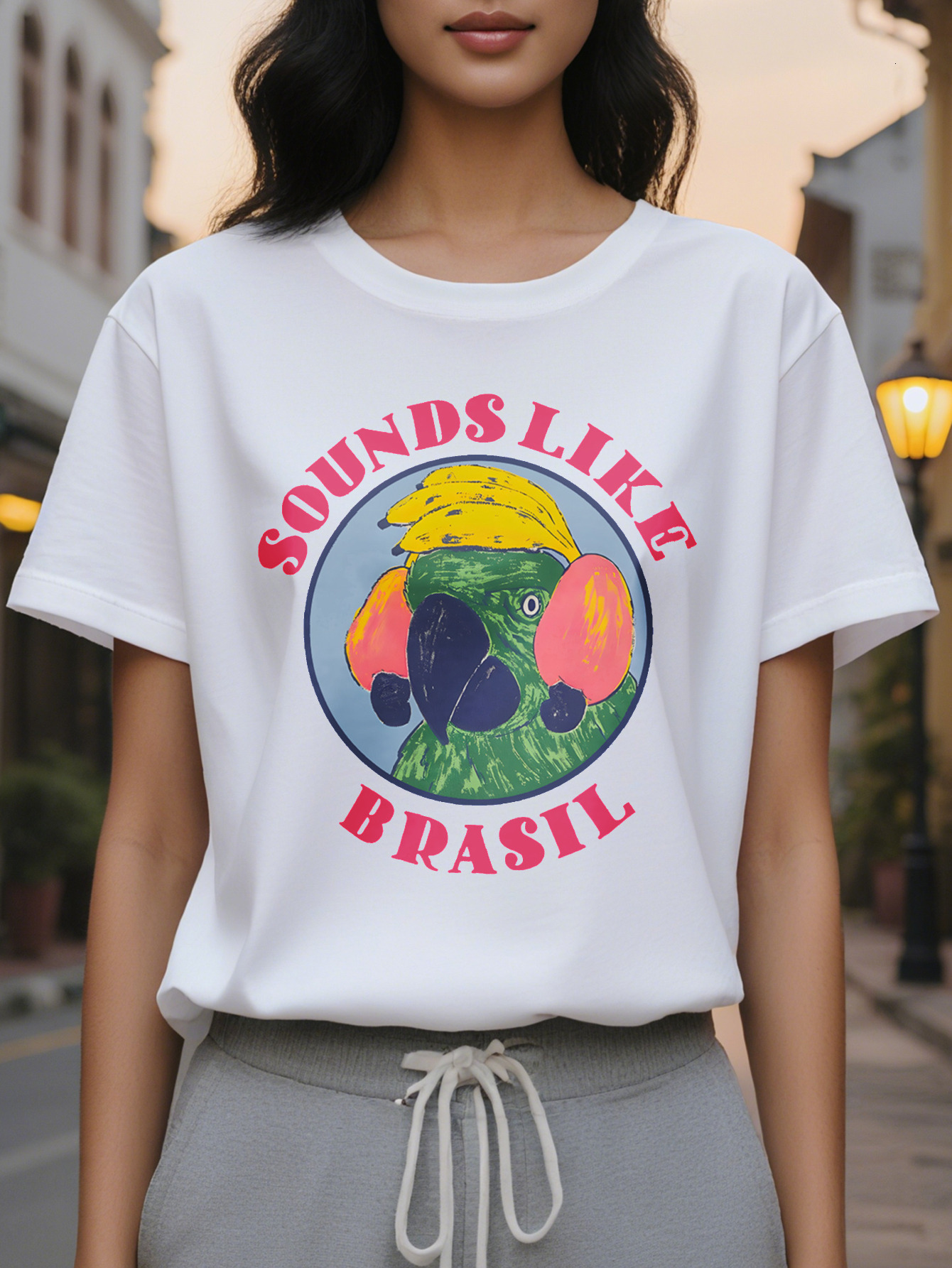 Women's casual letter print T-shirt, round neck, short sleeves, cotton, washable, perfect for summer