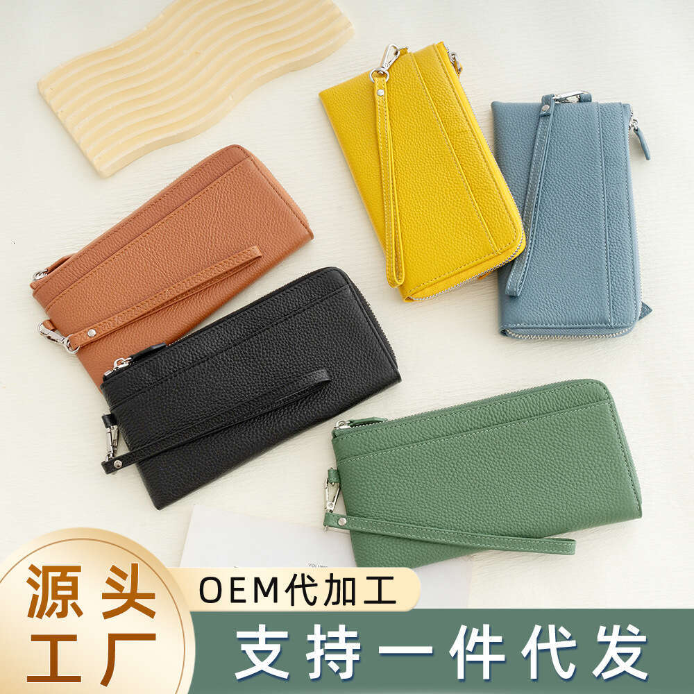 New Zipper Long Korean and Japanese Fashion Multi-Card Slot Large Capacity Top Layer Cowhide Women's Wallet designer wallet B5