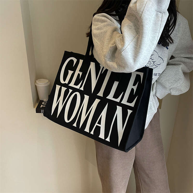 Women Letter Print Canvas 2025 New High-end Handbag Shoulder Bag