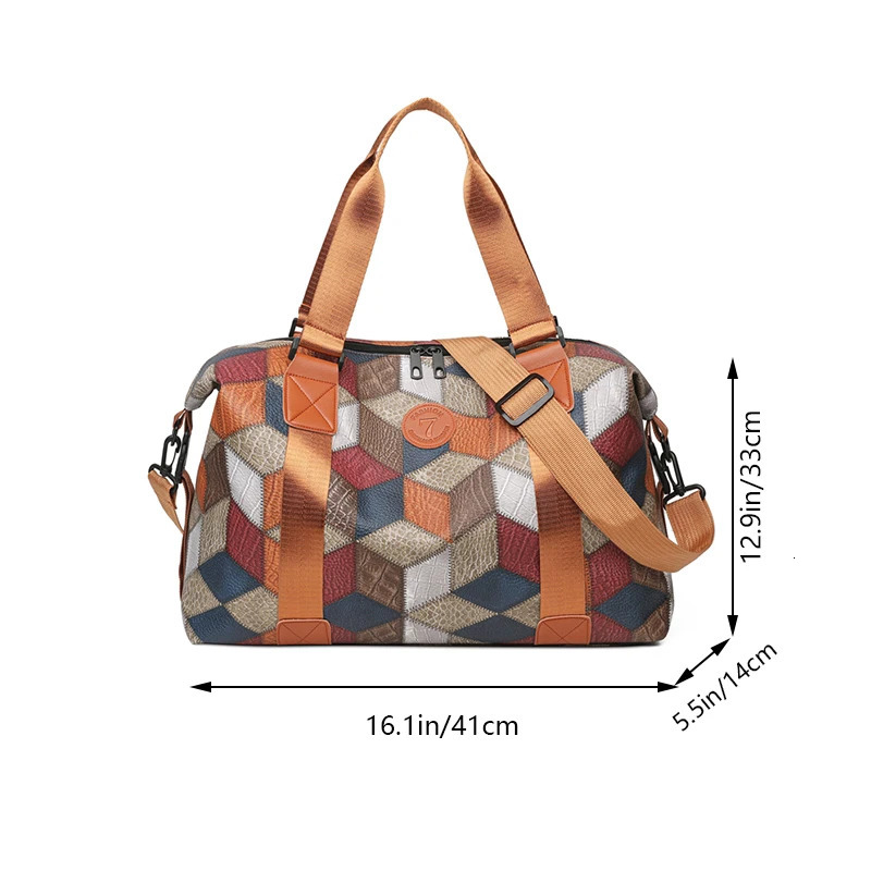 Neutral color tote bag for men and women with diamondshaped pattern and multicolor for travel use 250903