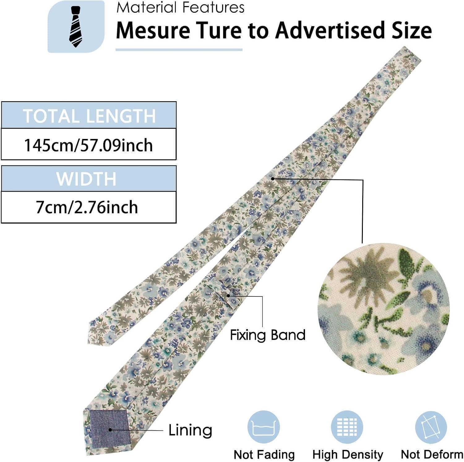 Ties for Men 276 Cotton Floral Tie Mens Neckties for Weddings Groomsmens Dances Party Valentines DayW250904